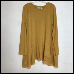 LOGO Lounge Mustard Soft Cozy Light Weight Long Sleeve Tunic & Pockets Sz L